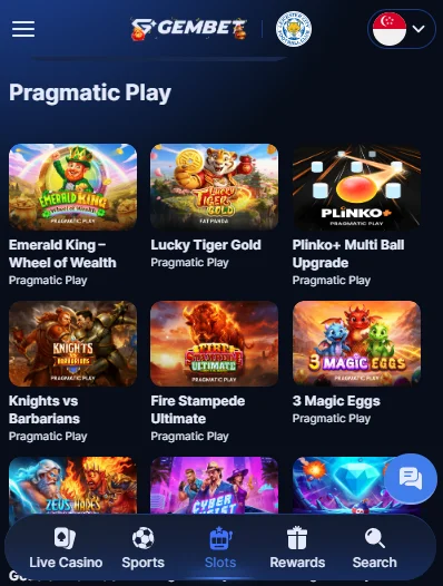 Pragmatic Play slots on GemBet Singapore