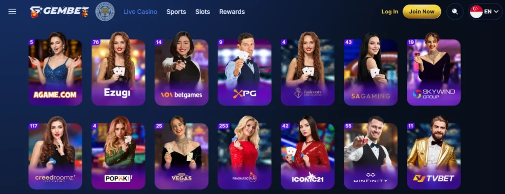 Providers at GemBet Live Casino
