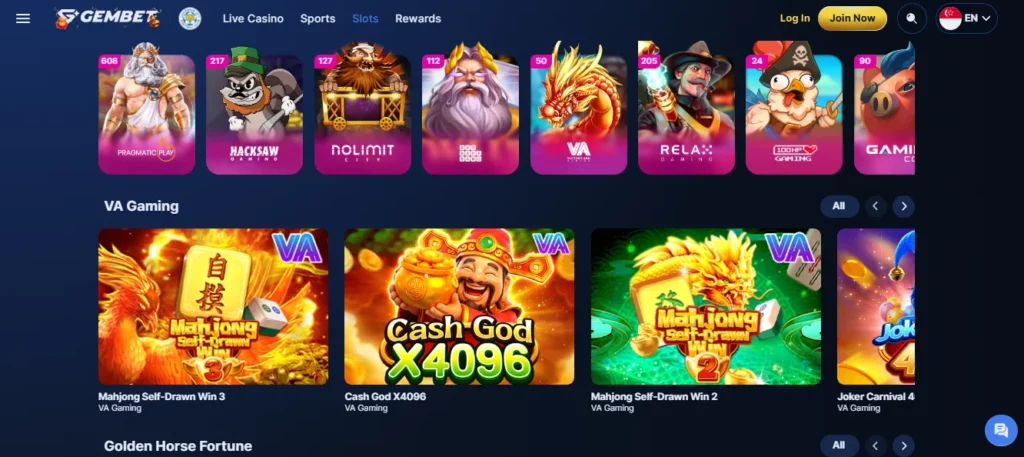 Slot machines and providers on the GemBet website