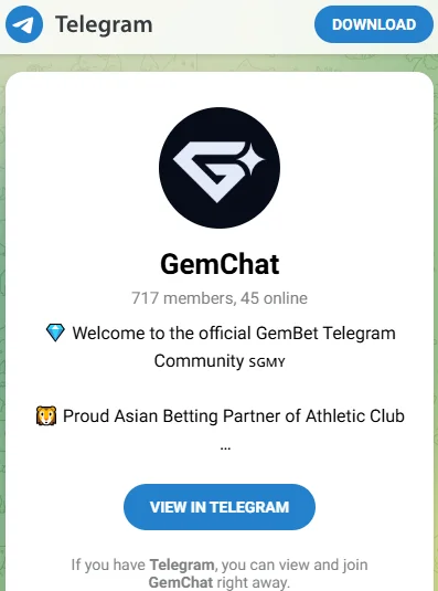 Contact GemBet Singapore via Telegram official channel