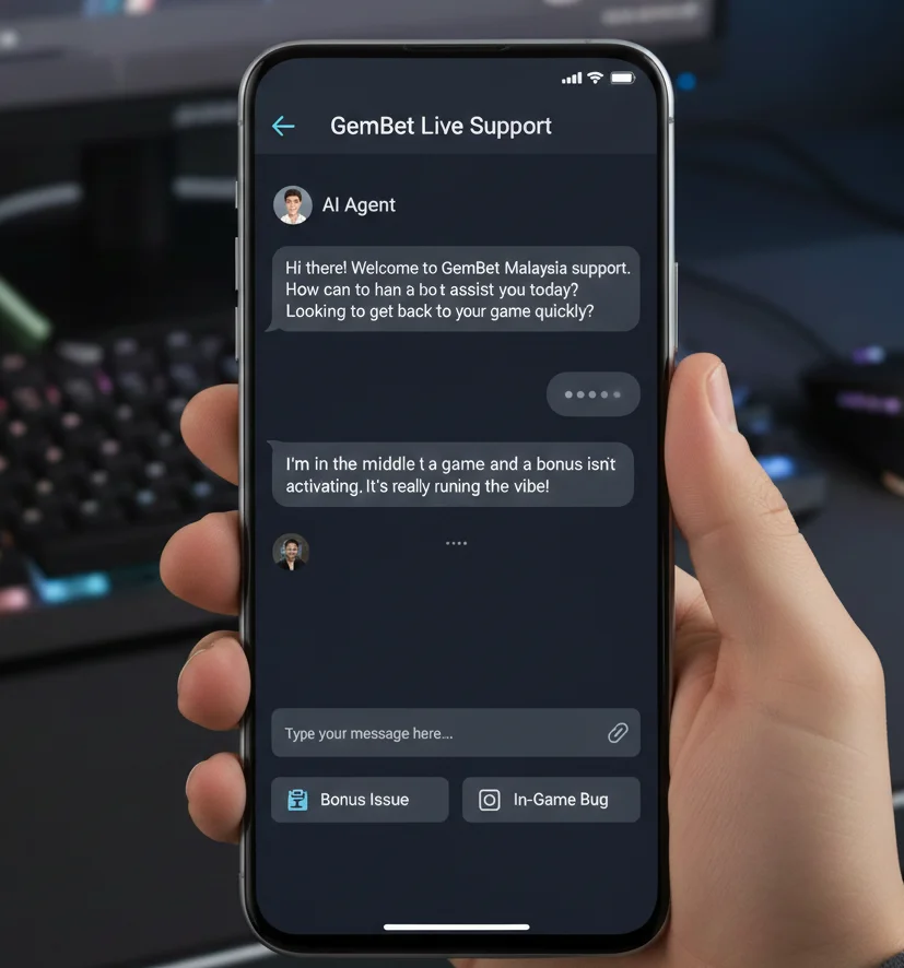GemBet Live Chat support interface for Malaysia