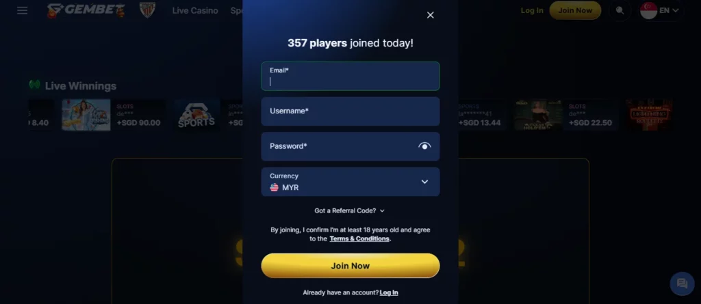 Register and Login to GemBet 888